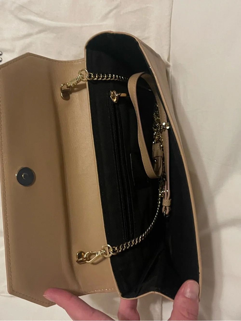 LK Bennett Taupe Leather Envelope Clutch